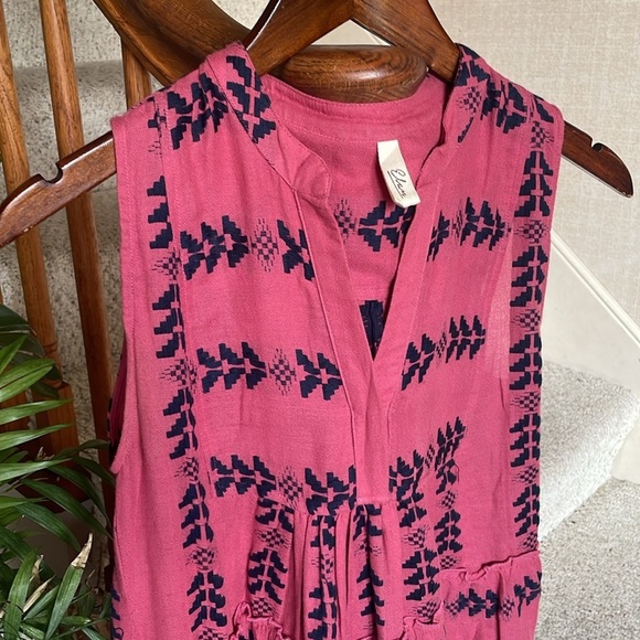 Elan Pink and Navy Aztec Embroidered Dress - Picture 4 of 11